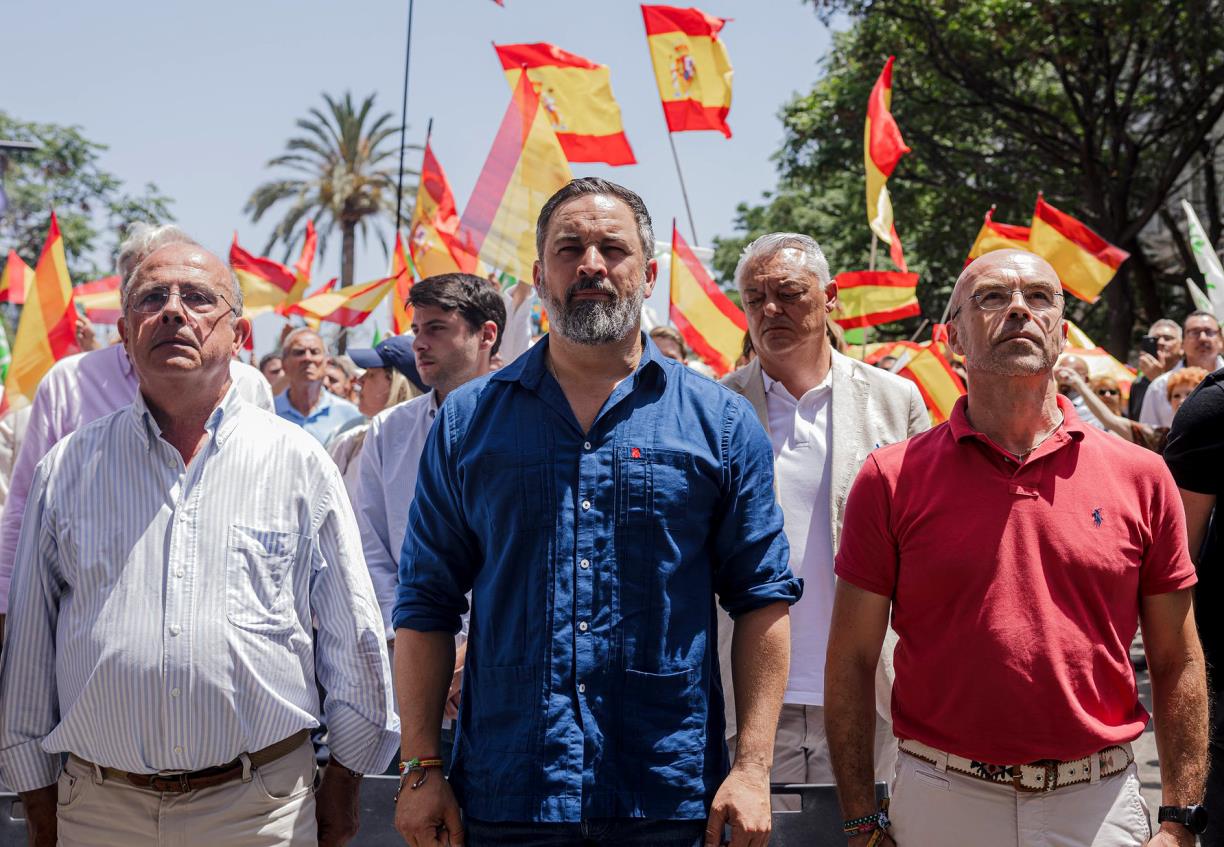 Santiago Abascal en un míting de Vox. ACN