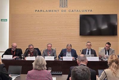 Txus Magallón, Jordi Sánchez i Pep Solé a la Comissió de Territori del Parlament de Catalunya. Eix