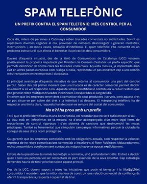 Un prefix per identificar el spam telefònic: la UCC celebra la mesura i reclama més garanties per als consumidors. EIX