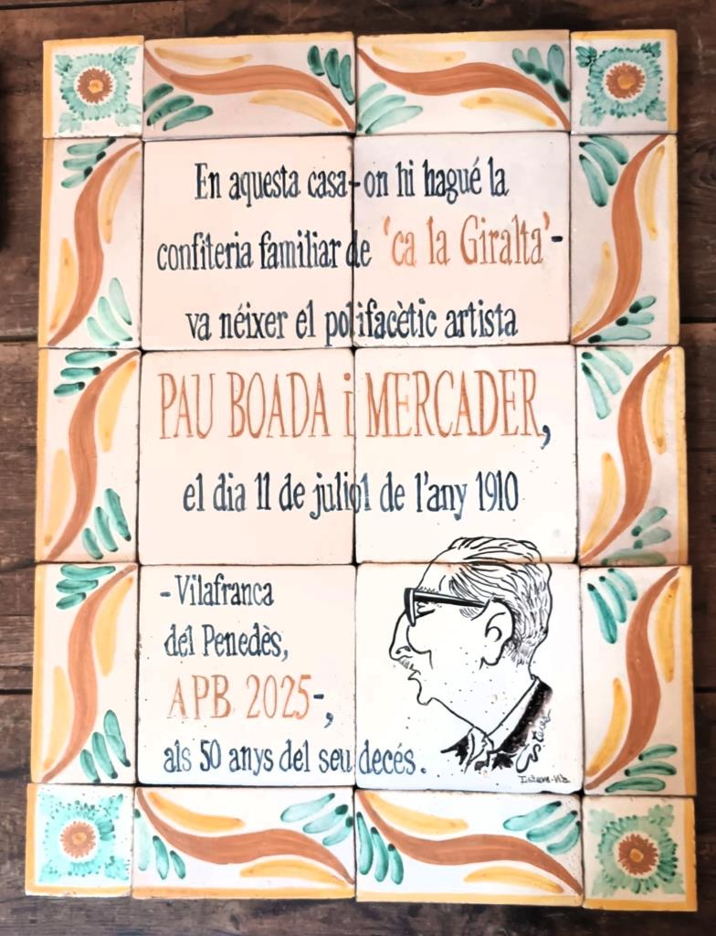 Vilafranca homenatja Pau Boada amb una placa commemorativa a la seva casa natal. Ajuntament de Vilafranca