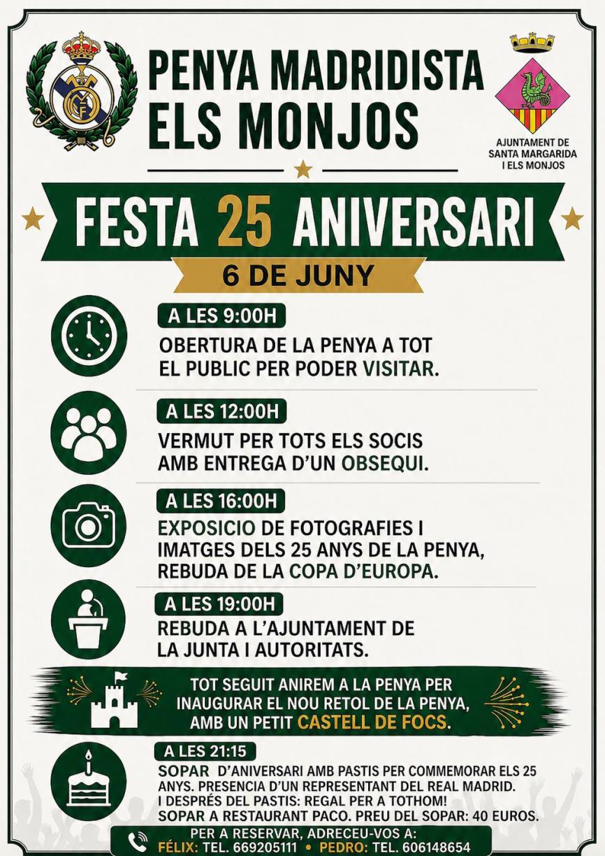 25è aniversari Penya Madridista Els Monjos. Eix