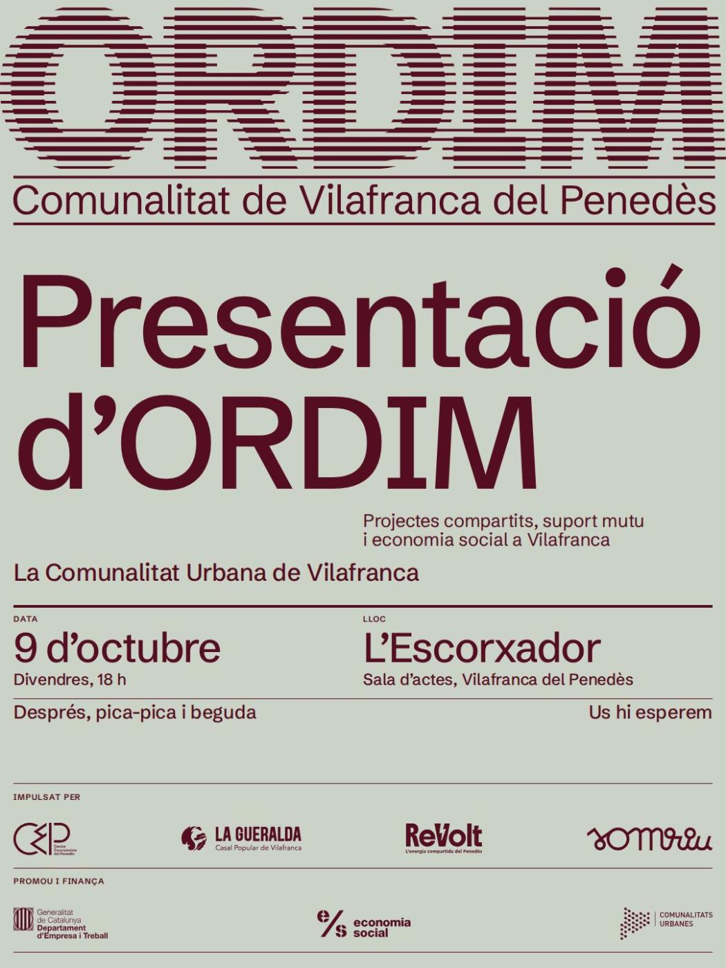 Ordim, la Comunalitat Urbana de Vilafranca del Penedès