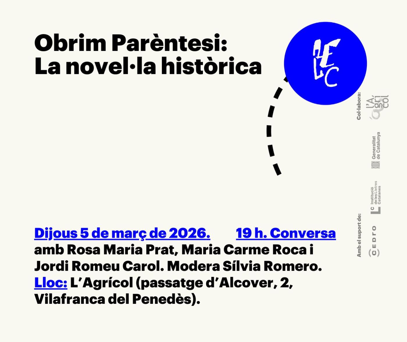 Obrim Parèntesi sobre La novel·la històrica a l’Agrícol