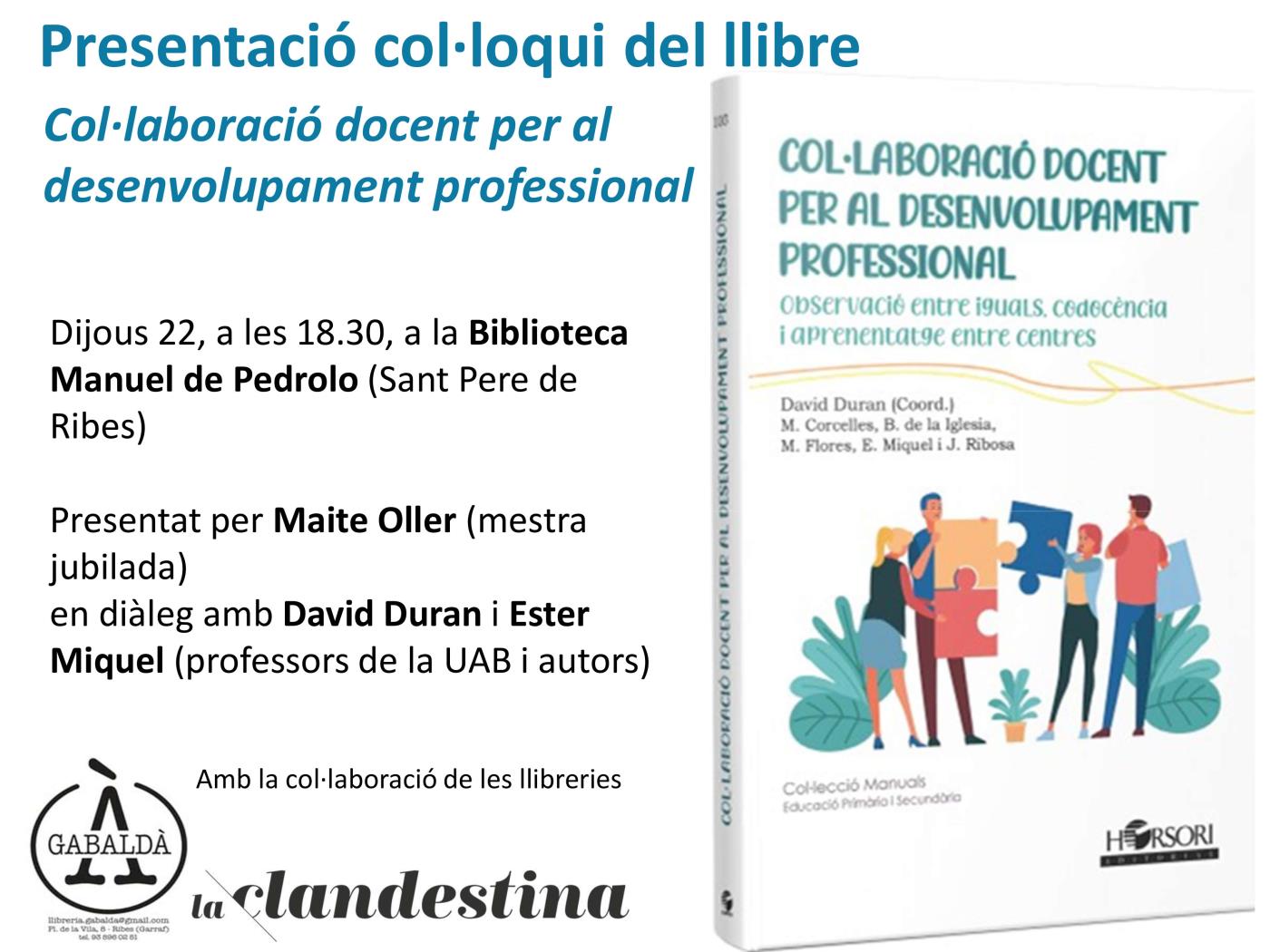 Presentació del llibre 'Col·laboració docent per al desenvolupament professional'