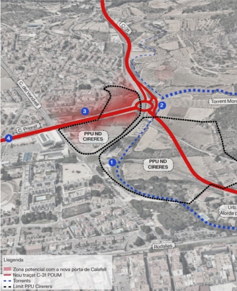 Calafell encarrega un estudi per redefinir el desviament de la C-31 i reduir els embussos a la rotonda de la Creu Roja. Ajuntament de Calafell