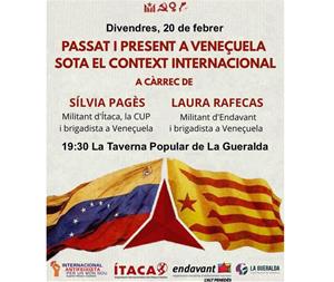 Cartell de la xerrada 'Passat i presente a Veneçuela sota el context internacional'. Eix