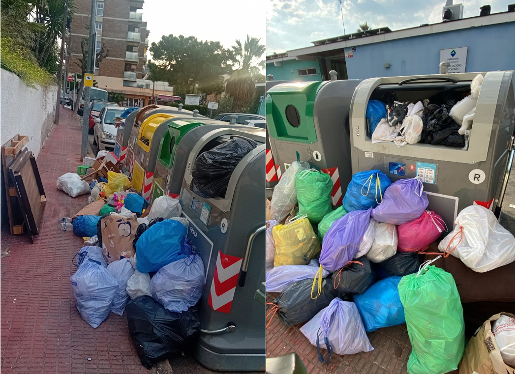 Contenidors plens a Vallpineda. Eix