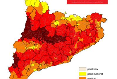 Crida a la màxima precaució davant un dijous de risc extrem d'incendi forestal que es podria allargar fins al cap de setmana. EIX
