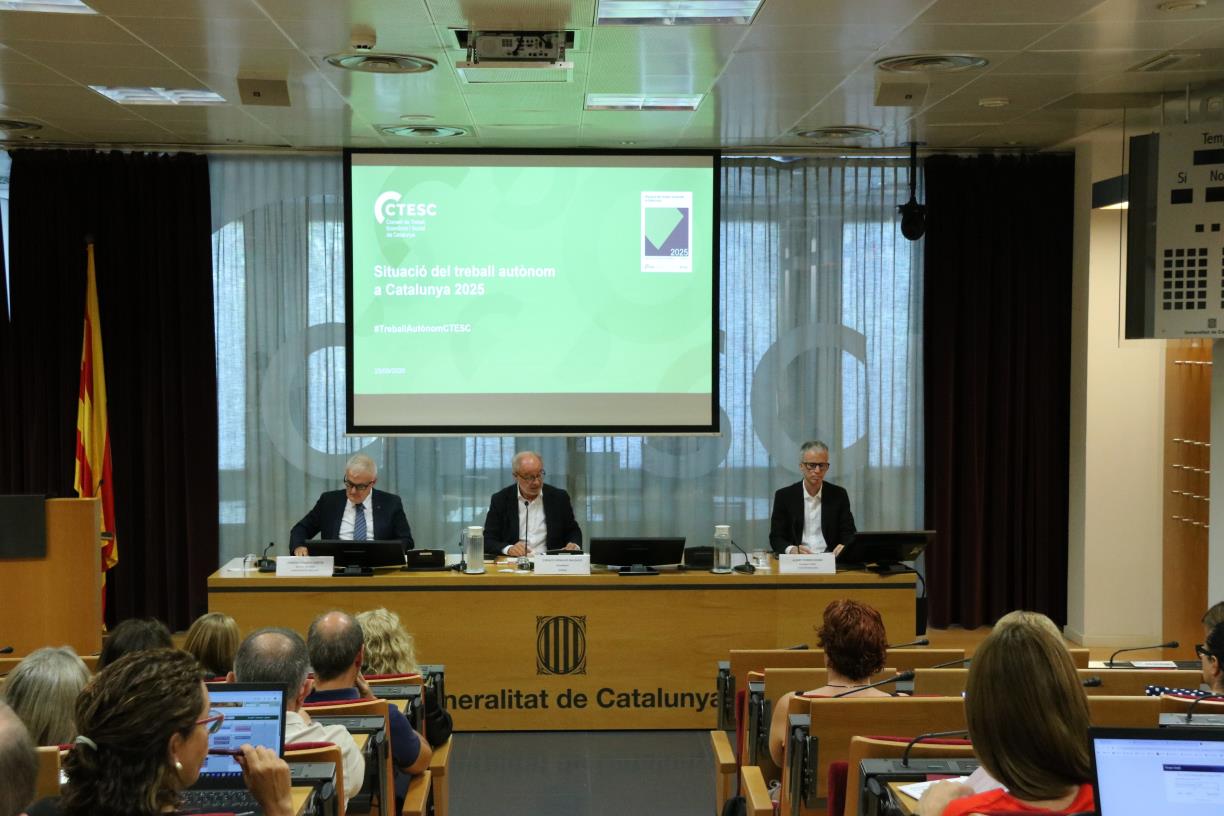 El Consell de Treball Econòmic i Social (CTESC) presenta l'informe 'Situació del treball autònom a Catalunya 2025'   . ACN