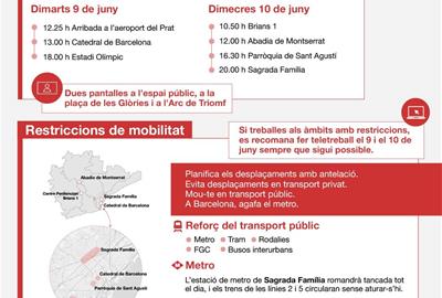 El Govern recomana teletreballar a la demarcació de Barcelona els dies 9 i 10 de juny per la visita del Papa Lleó XIV. EIX