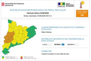 El Meteocat activa el primer avís per calor de l’any amb una possible onada entre diumenge i dimarts. Meteocat