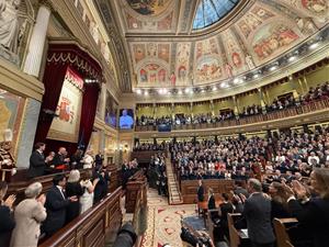 El papa Lleó XIV, aplaudit al Congrés dels Diputats . ACN / Javier Barbancho