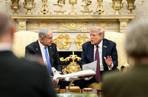 El president nord-americà, Donald Trump, i el primer ministre israelià, Benjamin Netanyahu, durant una reunió recent a la Casa Blanca. ACN