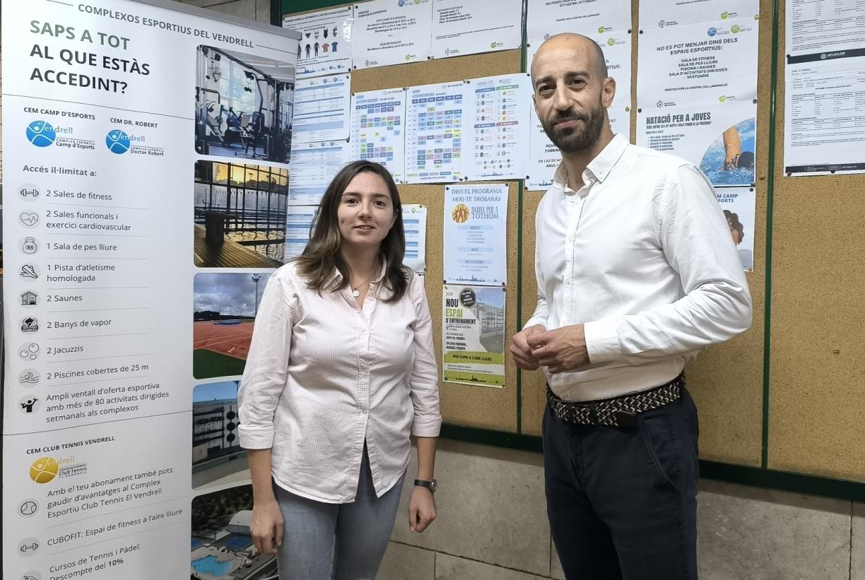 El regidor d’Instal·lacions Esportives, Àlex Barrera, i la regidora d’Entitats Esportives, Mariona Figueras. Eix