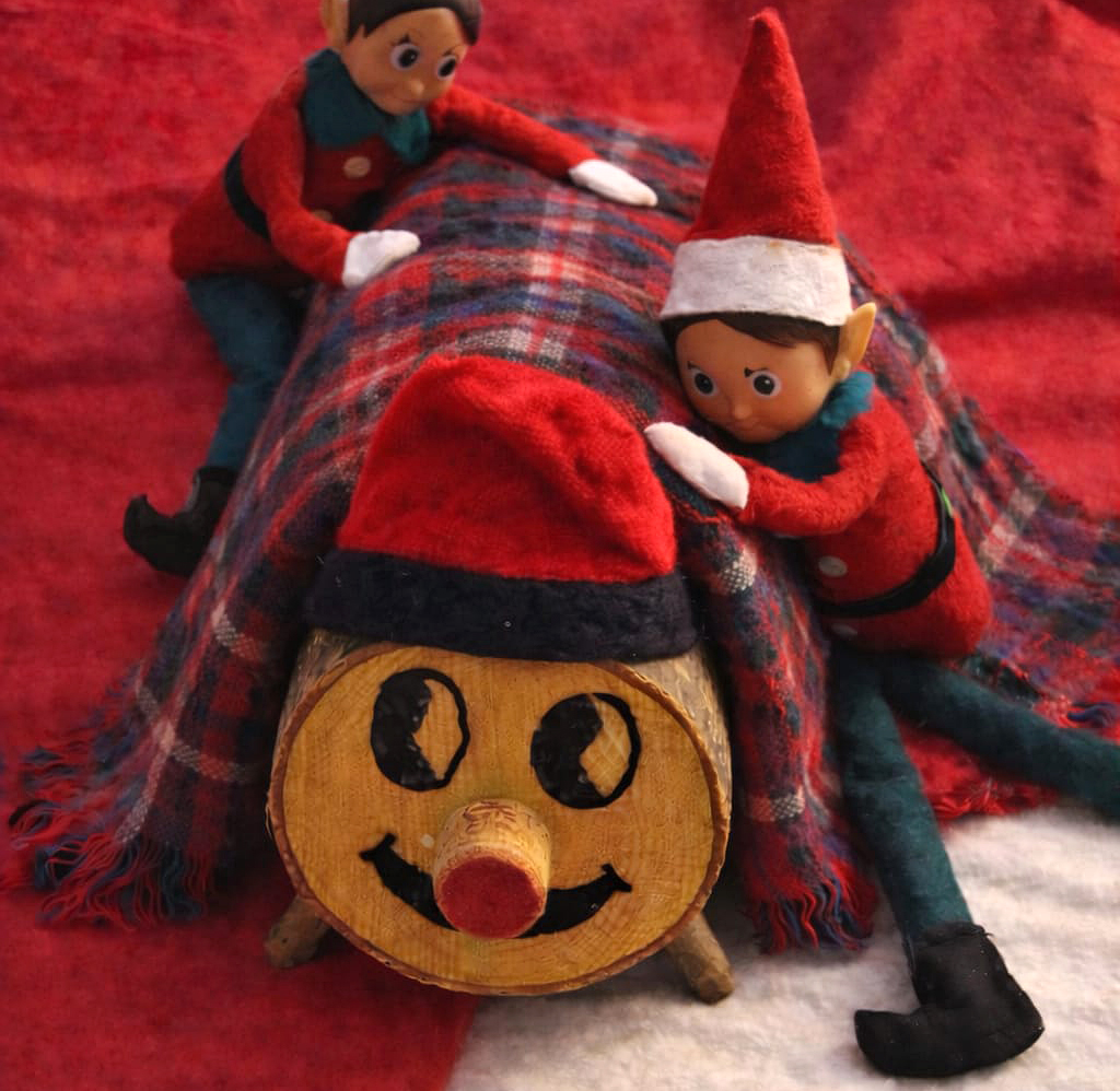 El tió acompanyat d’uns elfs canadencs. Eix