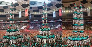 Els Castellers de Vilafranca han hagut de jugar totes les cartes per imposar-se a la Vella de Valls. Xavier Saumell