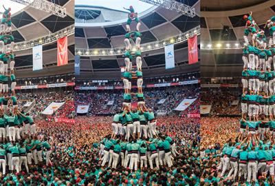 Els Castellers de Vilafranca han hagut de jugar totes les cartes per imposar-se a la Vella de Valls. Xavier Saumell