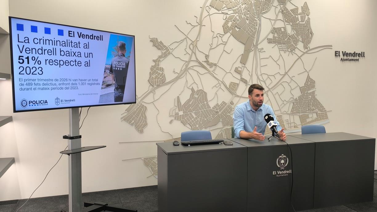 Els delictes al Vendrell disminueixen un 51% respecte al 2023. Ajuntament del Vendrell