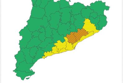ES-Alert per pluges torrencials al Barcelonès, Baix Llobregat, Vallès Occidental, Maresme, Selva, Alt Penedès i Garraf. EIX