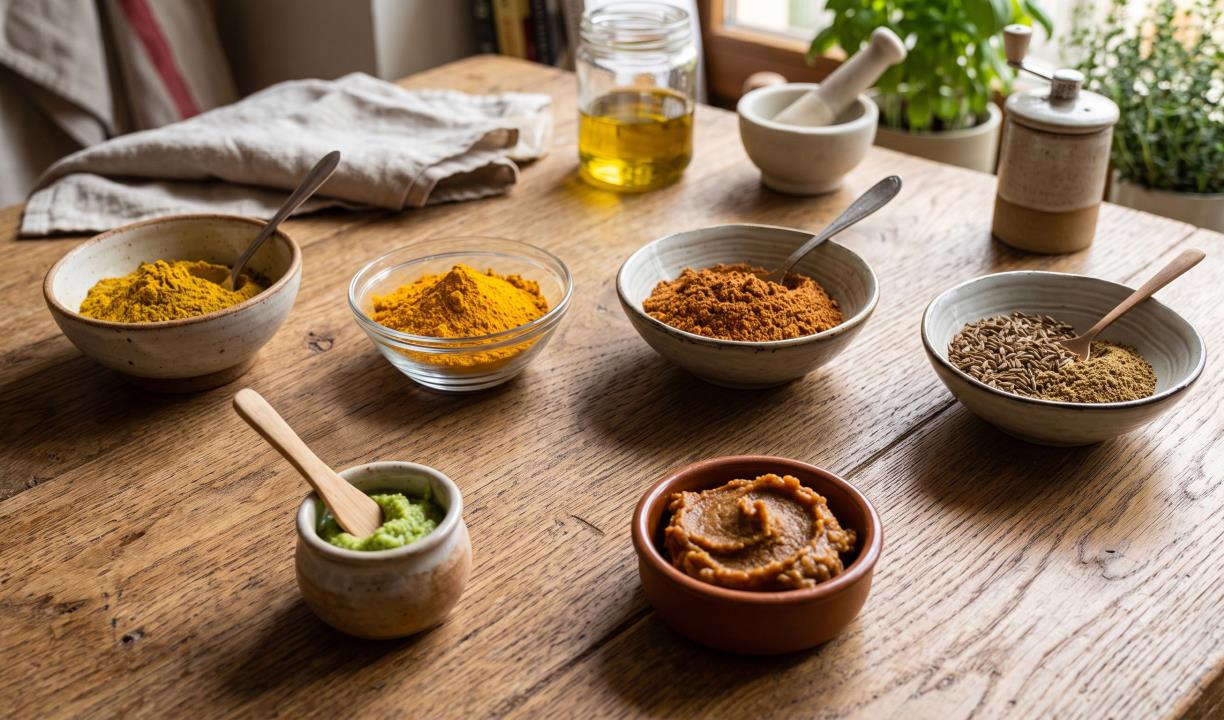 Herbes i espècies vingudes dels quatre cantons del mapamundi. Eix