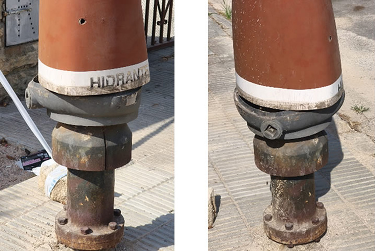 Hidrants contra incendis de la urbanització. Eix