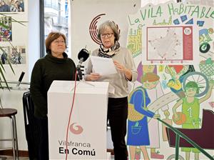 Imatge de la roda de premsa de Vilafranca en Comú. Eix