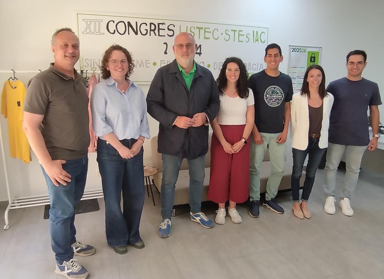 Imatge de la trobada de delegació de Junts per Catalunya a la Vegueria Penedès amb els representants d'USTEC-STEs. Eix