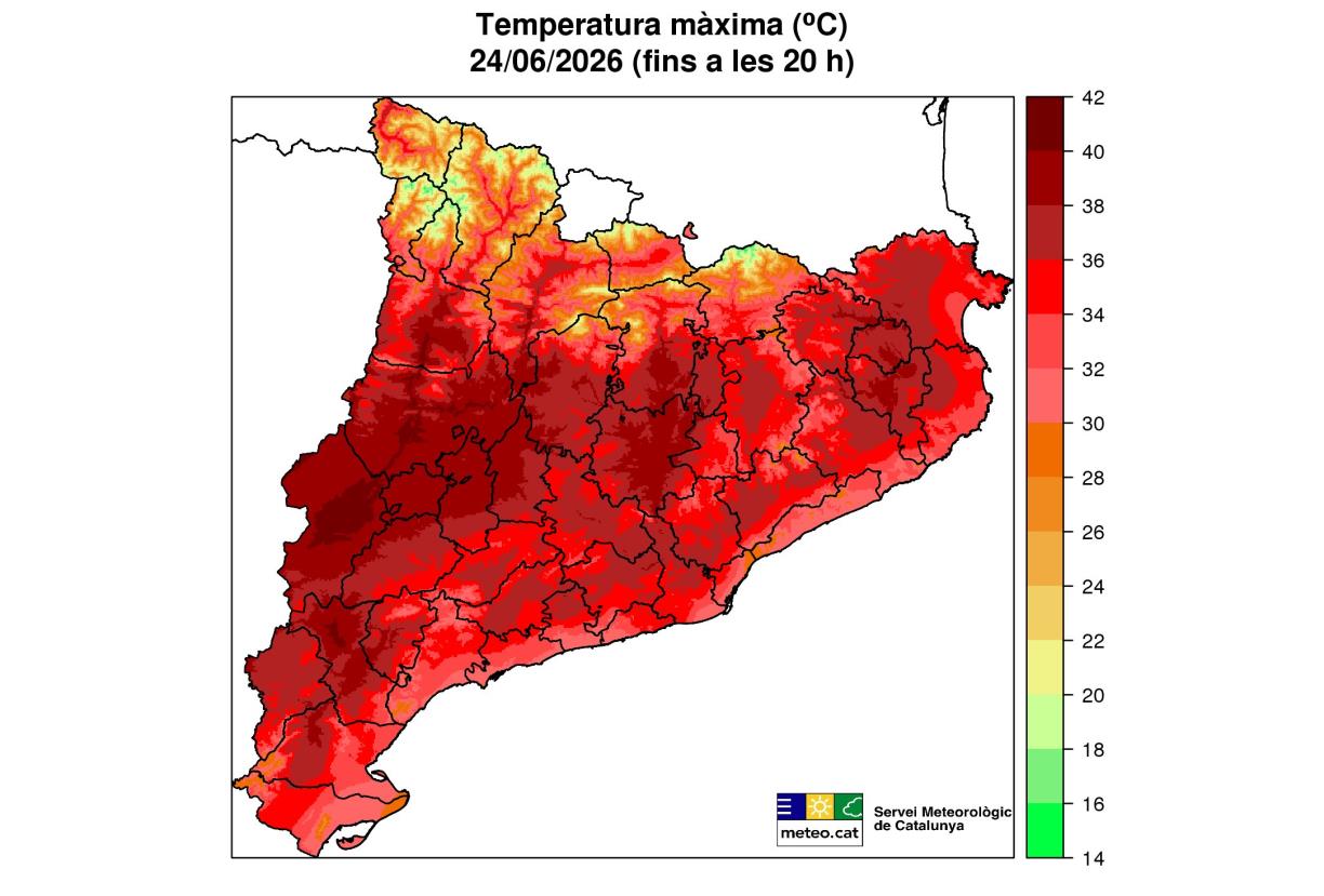 La temperatura màxima del dia de Sant Joan ha tornat a superar els 40 ºC al Segrià. EIX
