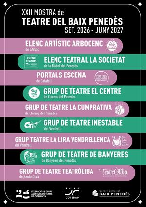 La XXII Mostra de teatre del Baix Penedès portarà una desena de grups amateurs pels municipis de la comarca. EIX