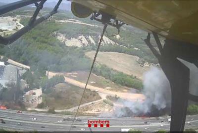 La zona afectada des d'un helicòpter.. Bombers de la Generalitat