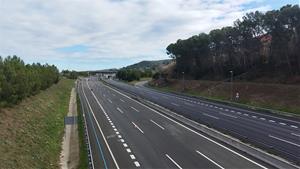 L'AP 7 tallada a l'alçada de Gelida. Eix