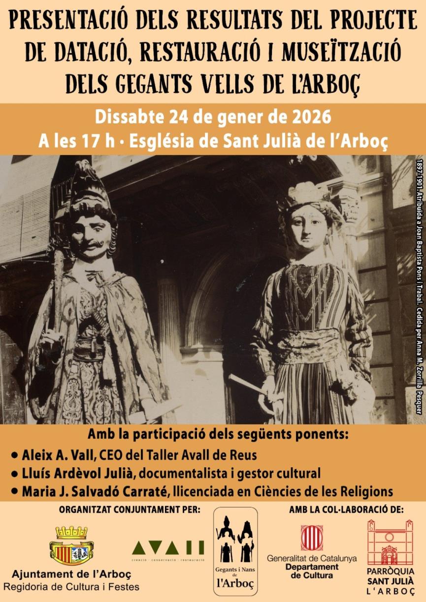 L’Arboç presenta els resultats del projecte de restauració dels Gegants Vells. Ajuntament de l'Arboç
