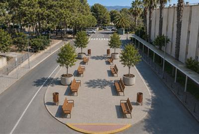 L'Hospital Sant Camil elimina una zona d'aparcament per crear un espai de descans per a pacients i familiars. CSAPG