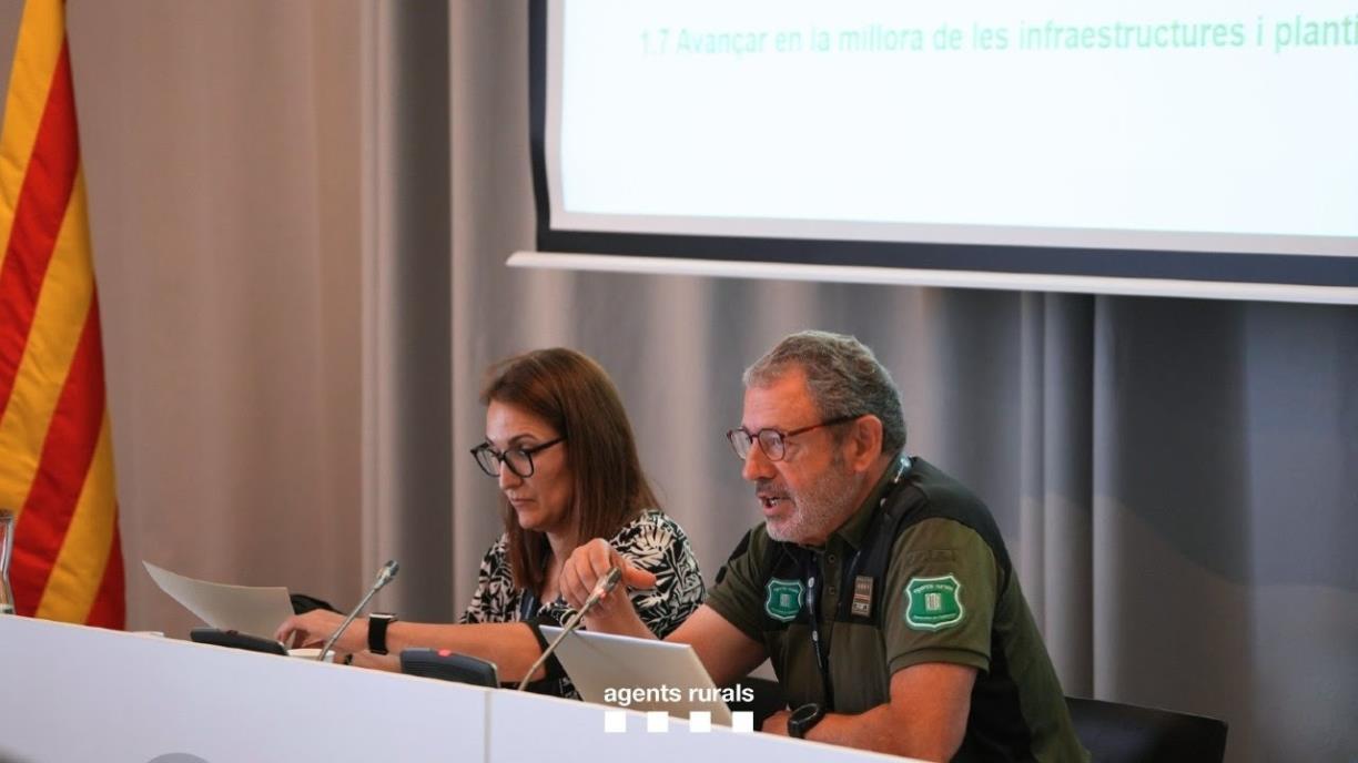 L'inspector en cap del cos d'Agents Rurals, Antoni Mur Allué, en la seva intervenció en la presentació del Pla Estratègic  . Generalitat de Catalunya