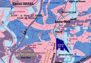Mapa del Plater a Santa Oliva. Eix