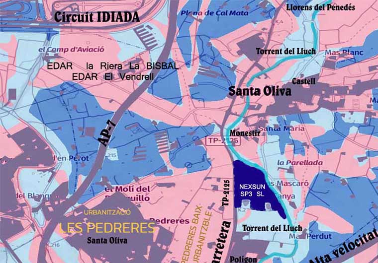 Mapa del Plater a Santa Oliva. Eix