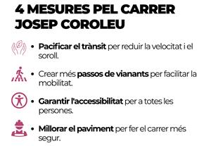 Mesures per pacificar el trànsit al carrer Josep Coroleu. Transformem VNG