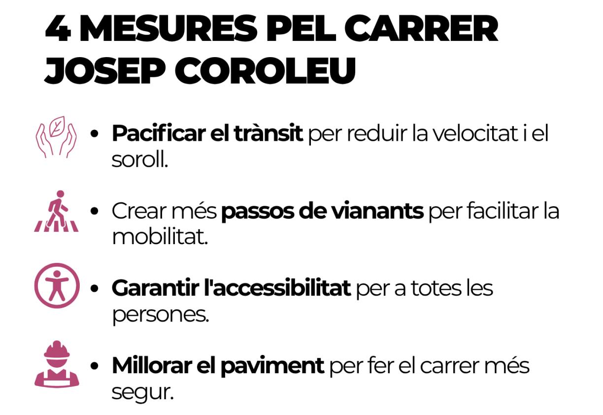 Mesures per pacificar el trànsit al carrer Josep Coroleu. Transformem VNG