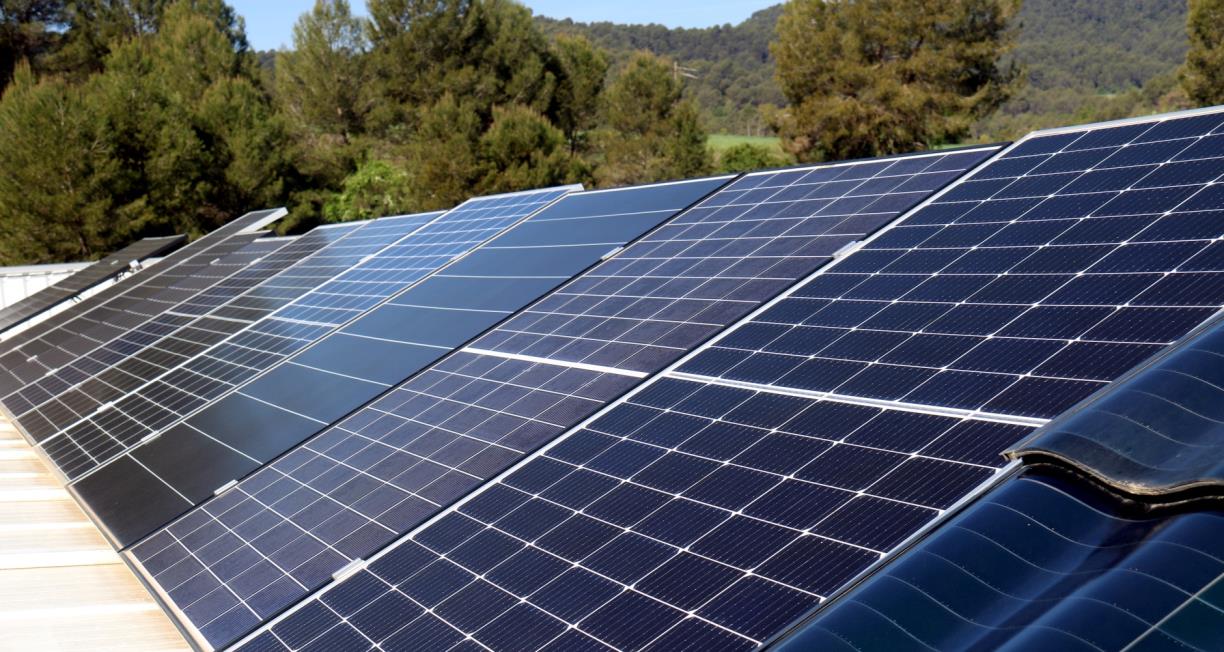 Mostruari de plaques solars a l'empresa Sud Renovables. Nia Escolà