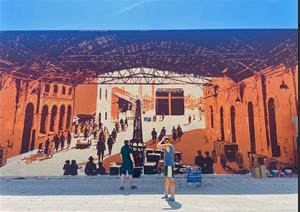 Mural a la façana del nou supermercat de la Rambla de la Pau