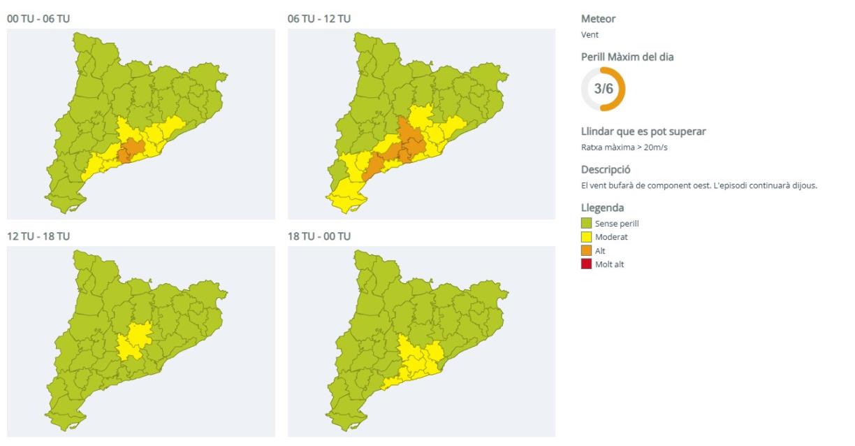 Protecció Civil activa el pla VENTCAT per la ventada prevista a partir de dimecres. EIX