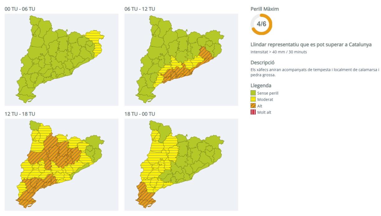 Protecció Civil avança al matí de dijous l’episodi de pluges intenses al litoral i prelitoral. EIX