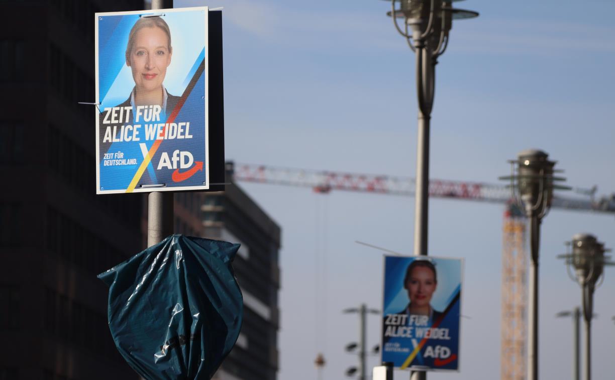 Un cartell electoral de la candidata a cancellera de l'AfD, Alice Weidel. ACN / Albert Cadanet
