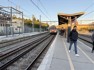 Un tren arribat a l’estació de Sant Sadurní d’Anoia . ACN / Àlex Recolons
